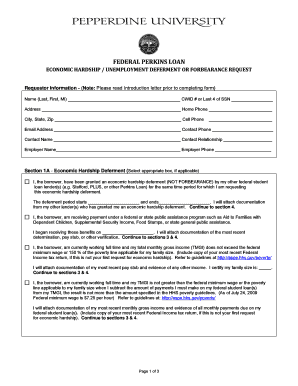 Federal Perkins Loan Deferment Request