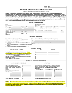 Financial Hardship Deferment Request