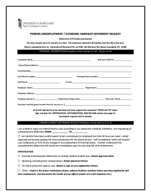 Perkins Loan Deferment Request
