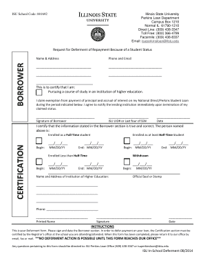 Request for Deferment of Repayment Because of a Student Status