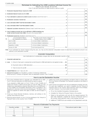 Louisiana IT-540ES 2009 Estimated Tax Form