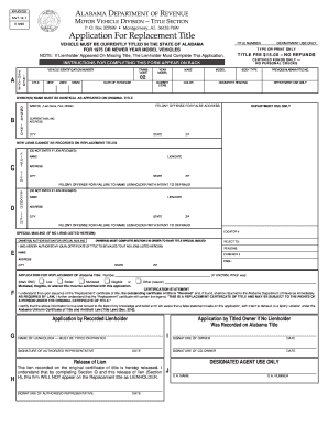 Alabama Replacement Title Application