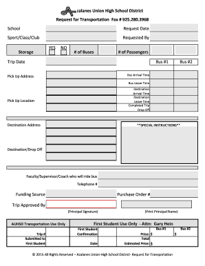 Acalanes Union High School District Transportation Request