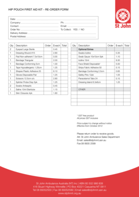 Hip pouch first aid kit - re-order form - St John Ambulance NT - stjohnnt org