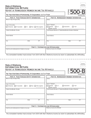 Oklahoma Form 500-B Nonresident Member Income Tax Withheld