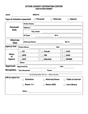 Ector County Detention Center Visitation Permit
