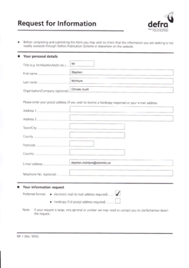 UK Freedom of Information Request Form