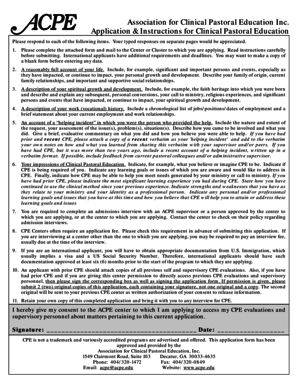 Clinical Pastoral Education Application