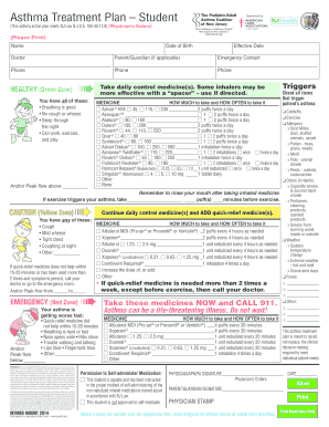 Asthma Treatment Plan for Students
