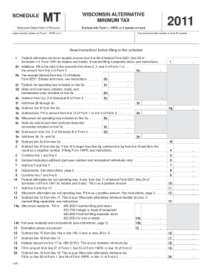 Wisconsin Alternative Minimum Tax Schedule