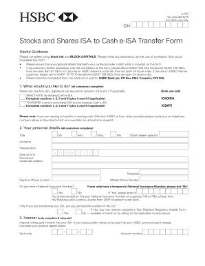 Stocks and Shares ISA to Cash e-ISA Transfer Form