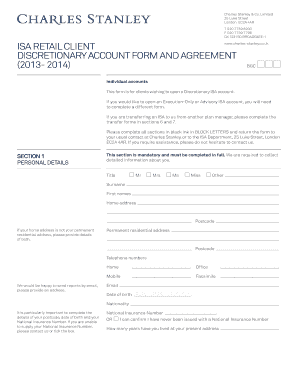 Discretionary ISA Account Form and Agreement