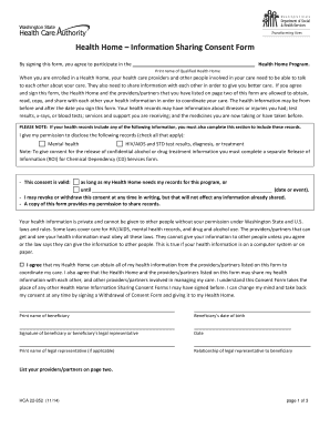 Health Home Information Sharing Consent Form