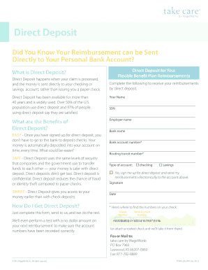 take care by wageworks direct deposit form lorain county fill blank direct deposit form
