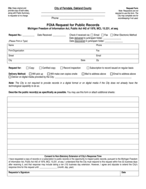 Michigan FOIA Request Form