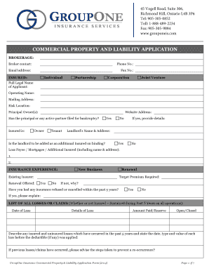 Commercial Property and Liability Application