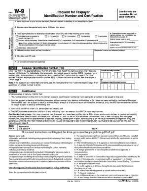 IRS Form W-9 Request for Taxpayer Identification Number and Certification