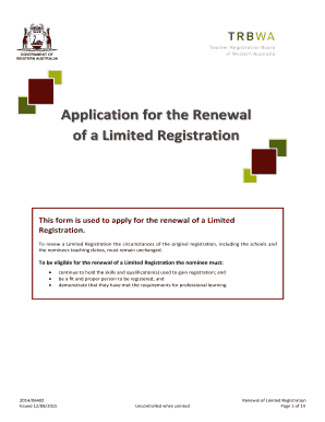 Application for Renewal of Limited Registration