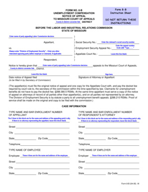 Missouri Unemployment Compensation Appeal Notice