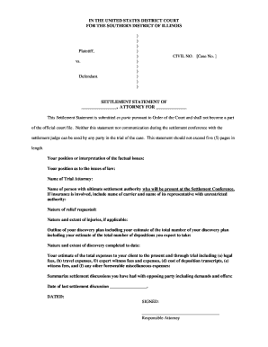 Settlement Statement for US District Court
