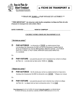 FICHE DE TRANSPORT