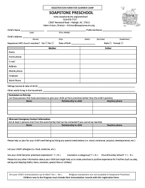 Summer Camp Registration form - Soapstone UMC - soapstoneumc