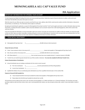 Monongahela All Cap Value Fund IRA Application
