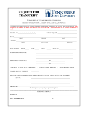 Request for Transcript Form