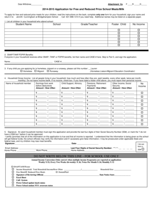 2014-2015 Free and Reduced Price School Meals Application