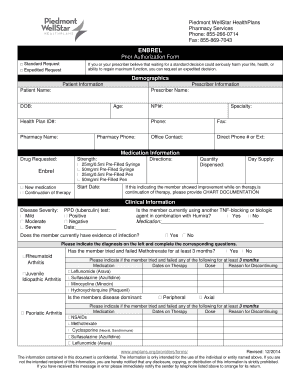 Enbrel Prior Authorization Form