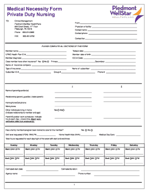 Private Duty Nursing Medical Necessity Form