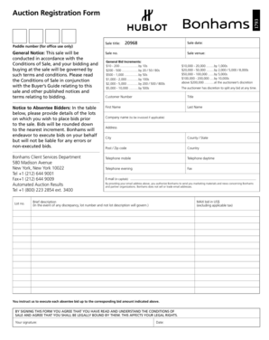 Auction Registration Form