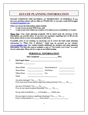 Estate Planning Information Form