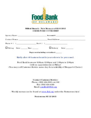 Food Bank Order Form