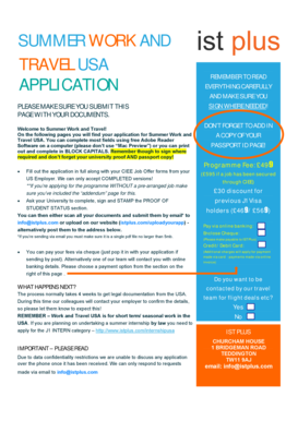 Work and Travel USA Application Form