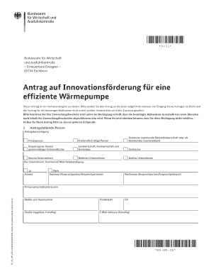 Antrag auf Innovationsförderung für eine effiziente Wärmepumpe