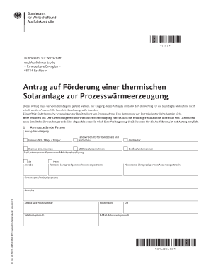 Antrag auf Förderung einer thermischen Solaranlage zur Prozesswärmeerzeugung