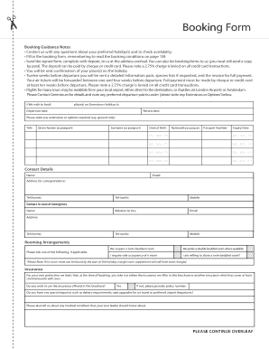 Greentours Holiday Booking Form