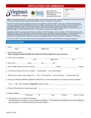 Virginia Community College Application Form