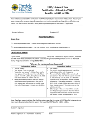 SNAP Benefits Certification Form