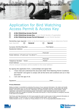 Bird Watching Access Permit Application