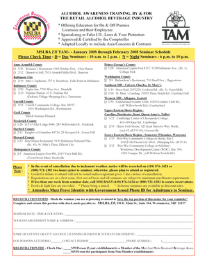 Alcohol Awareness Training Registration Form