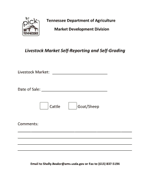 Tennessee Livestock Market Self-Reporting Form