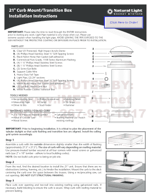 21" Curb Mount/Transition Box Installation Instructions