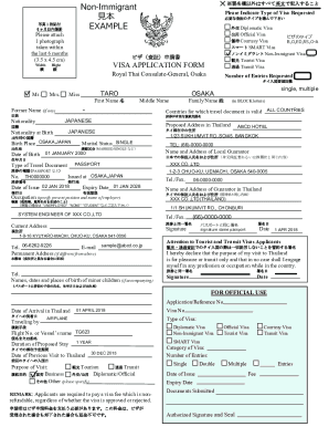 Thailand Non-Immigrant Visa Application Form