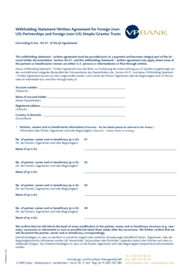 Withholding Statement/Written Agreement for Foreign (non-US) Partnerships and Foreign (non-US) Simple/Grantor Trusts