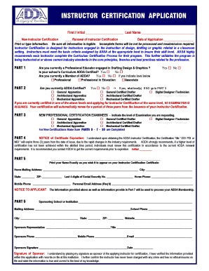 ADDA Instructor Certification Application