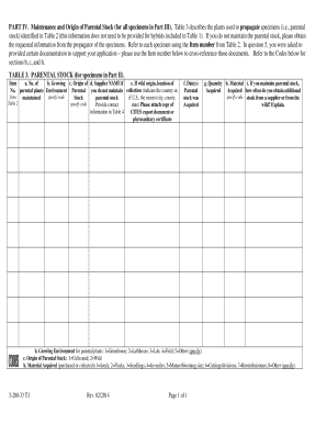 Parental Stock Documentation Form