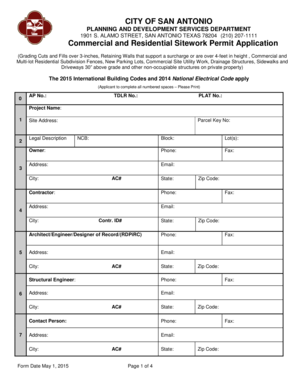 City of San Antonio Sitework Permit Application