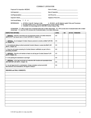 Combat Lifesaver Inspection Form